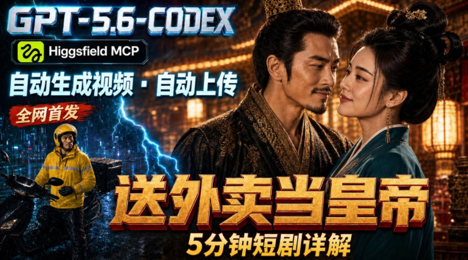 GPT-5.6 Codex+Higgsfield MCP:一条指令生成5分钟短剧并自动上传YouTube(油管)-百盟网