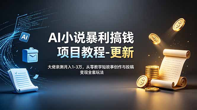 AI小说暴利搞钱项目教程-更新，大佬亲测月入1-3万，从零教学短故事创作与投稿变现全套玩法-百盟网