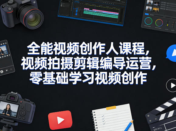全能视频创作人课程，视频拍摄剪辑编导运营，零基础学习视频创作(更新2026年4月)-百盟网