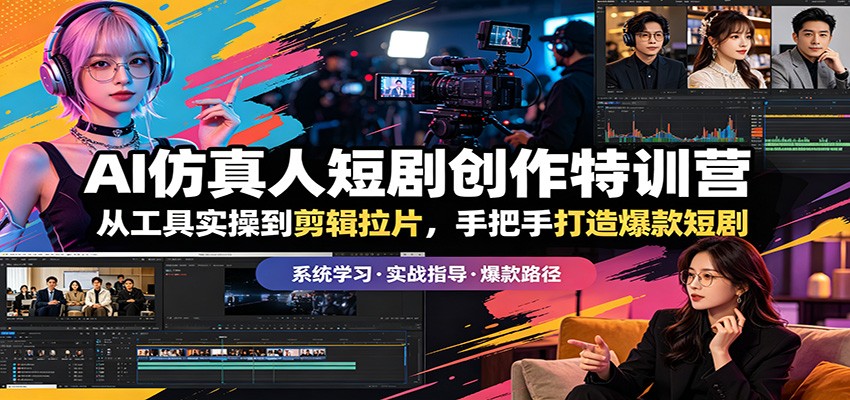 AI仿真人短剧创作特训营:从工具实操到剪辑拉片,手把手打造爆款短剧-百盟网