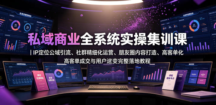 私域商业全系统实操课|IP定位公域引流、社群精细化运营、朋友圈内容打造、高客单成交与用户裂变完整落地教程-百盟网