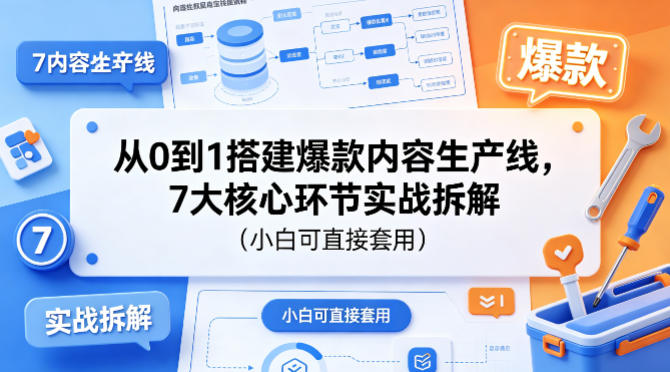 从0到1搭建爆款内容生产线，7大核心环节实战拆解(小白可直接套用)-百盟网