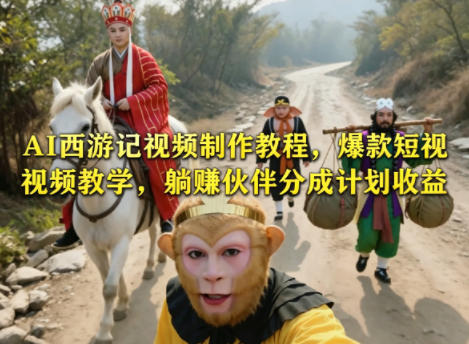 AI西游记视频制作教程，爆款短视频教学，躺賺伙伴分成计划收益-百盟网