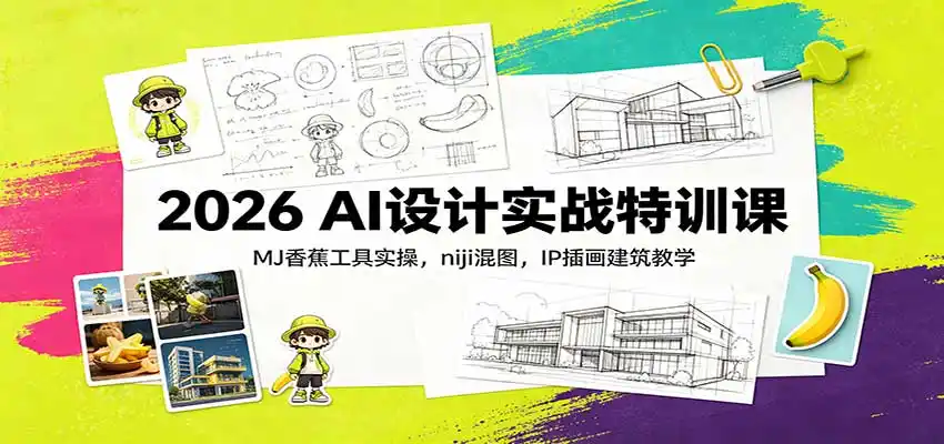 2026 AI设计实战特训课：MJ香蕉工具实操，niji混图，IP插画建筑教学-百盟网