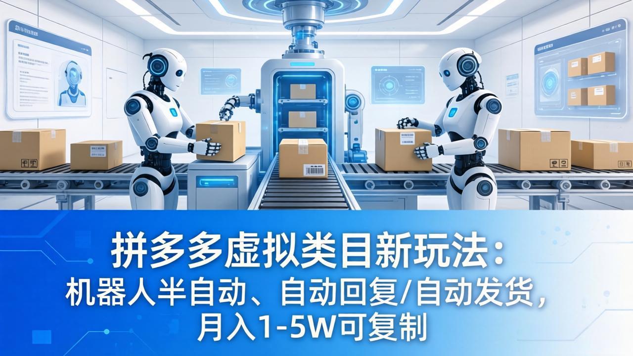 拼多多虚拟类目新玩法：机器人半自动、自动回复 /自动发货，月入 1-5W 可复制-百盟网