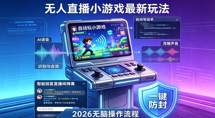 2026年AI无人直播小游戏全流程，不违规不封号，开启创业副业增收之路，小白月入1w+【揭秘】-百盟网