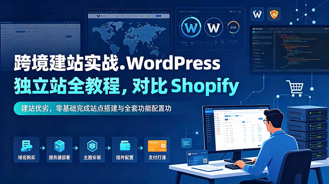 跨境建站实战：WordPress 独立站全教程，对比 Shopify 建站优劣，零基础完成站点搭建与全套功能配置-百盟网
