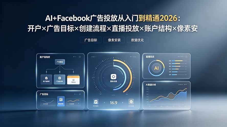 AI+Facebook广告投放从入门到精通2026：开户×广告目标×创建流程×直播投放×账户结构×像素安装×AI赋能-百盟网