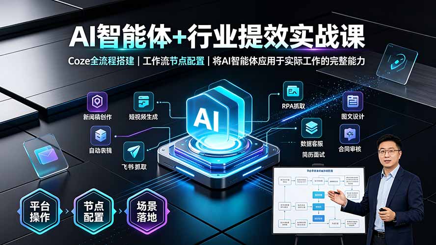 AI智能体+行业提效实战课·Coze全流程搭建｜工作流节点配置｜将AI智能体应用于实际工作的完整能力-百盟网