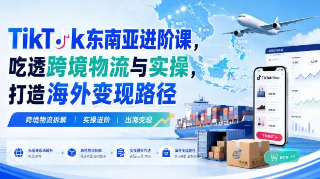TikTok东南亚进阶课，吃透跨境物流与实操，打造海外变现路径-百盟网