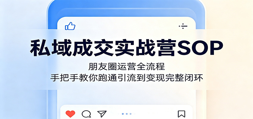 私域成交实战营SOP:朋友圈运营全流程,手把手教你跑通引流到变现完整闭环-百盟网