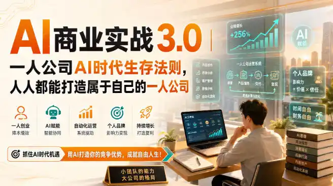 AI商业实战3.0|一人公司AI时代生存法则,人人都能打造属于自己的一人公司 AI商业实战3.0|一人公司AI时代生存法则,人人都能打造属于自己的一人公司
