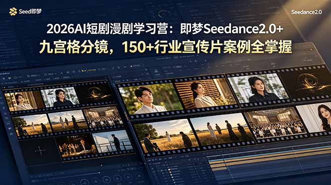 2026AI短剧漫剧学习营：即梦Seedance2.0+九宫格分镜，150+行业宣传片案例全掌握-百盟网