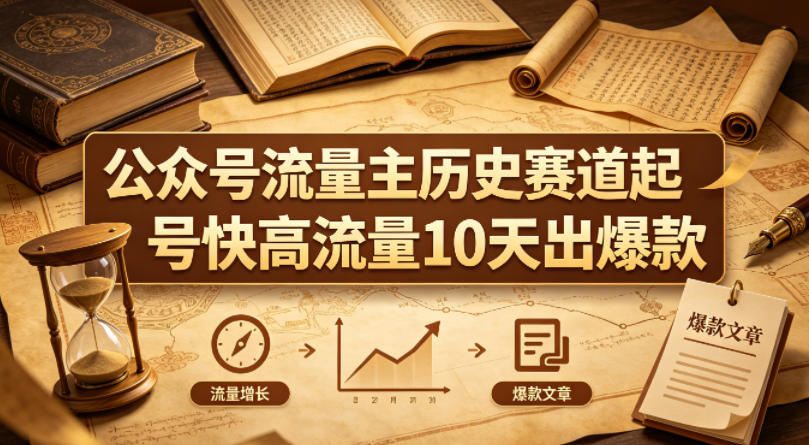 公众号流量主之历史赛道，起号快+高流量，10天就能出爆款！-百盟网
