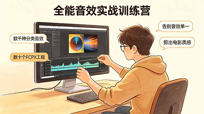 全能音效实战训练营:数千种分类音效+数十个FCPX工程,告别音效单一,剪出电影质感-百盟网