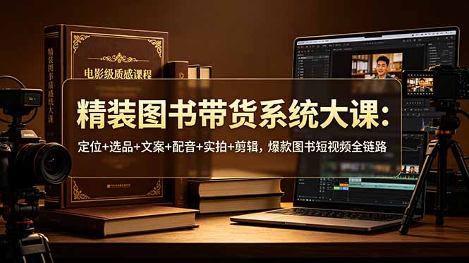精装图书带货系统大课：定位+选品+文案+配音+实拍+剪辑，爆款图书短视频全链路-百盟网