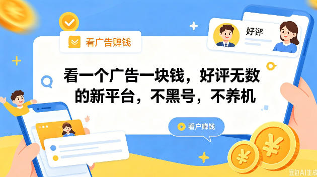 看一个广告一块钱，好评无数的新平台，不黑号，不养机，一撸几十块钱还是不错的【揭秘】-百盟网