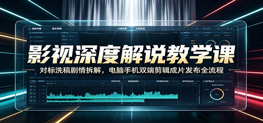 影视深度解说教学课：对标洗稿剧情拆解，电脑手机双端剪辑成片发布全流程-百盟网