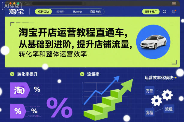 淘宝开店运营教程直通车，从基础到进阶，提升店铺流量，转化率和整体运营效率(更新26年07月11日)-百盟网