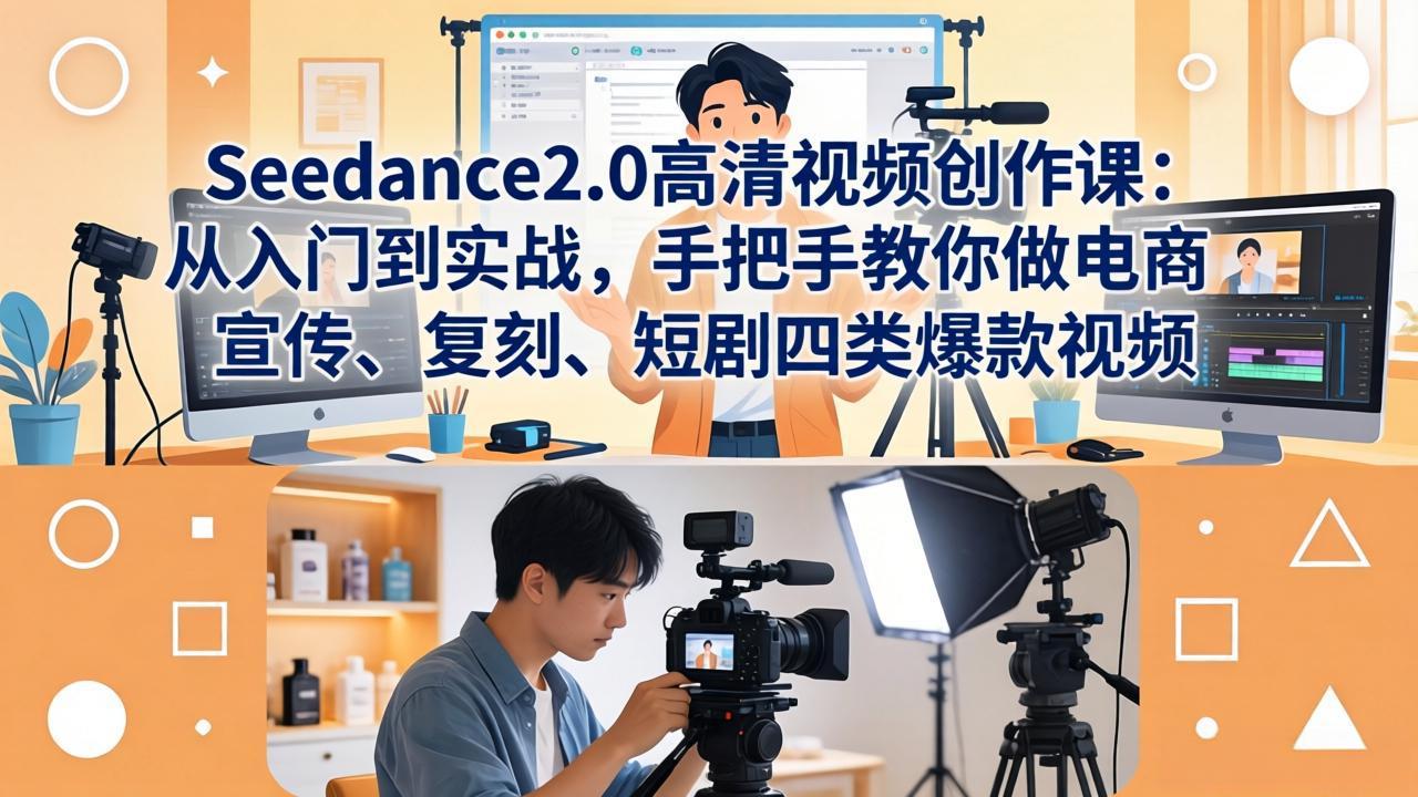Seedance2.0高清视频创作课：从入门到实战，手把手教你做电商、宣传、复刻、短剧四类爆款视频-百盟网