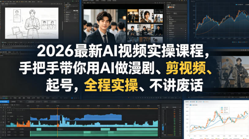 2026最新AI视频实操课程，手把手带你用AI做漫剧、剪视频、起号，全程实操、不讲废话-百盟网