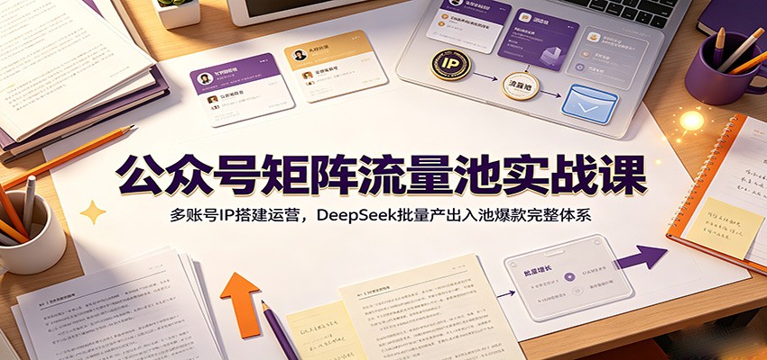 公众号矩阵流量池实战课：多账号IP搭建运营，DeepSeek批量产出入池爆款完整体系-百盟网