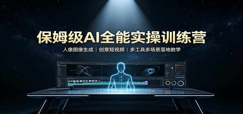 保姆级AI全能实操训练营:人像图像生成,创意短视频,多工具多场景落地教学-百盟网