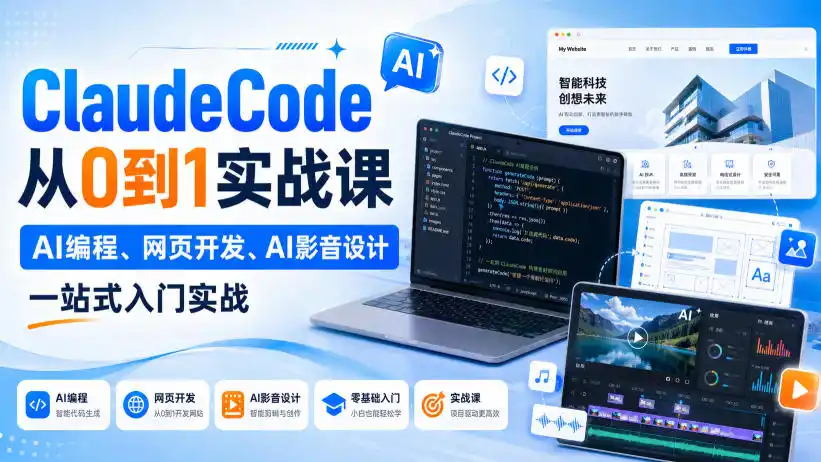 Claude Code从0到1实战课，AI编程、网页开发、AI影音设计一站式入门实战(更新)-百盟网