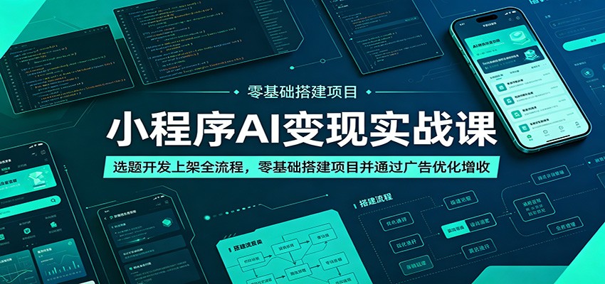 小程序AI变现实战课：选题开发上架全流程，零基础搭建项目并通过广告优化增收-百盟网