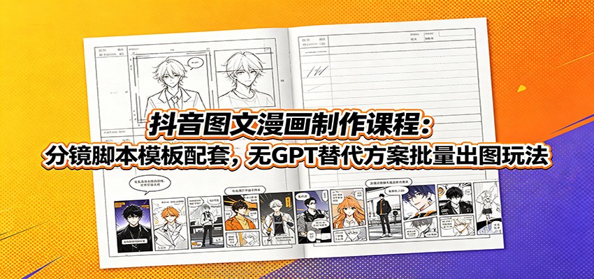 抖音图文漫画制作课程：分镜脚本模板配套，无GPT替代方案批量出图玩法-百盟网
