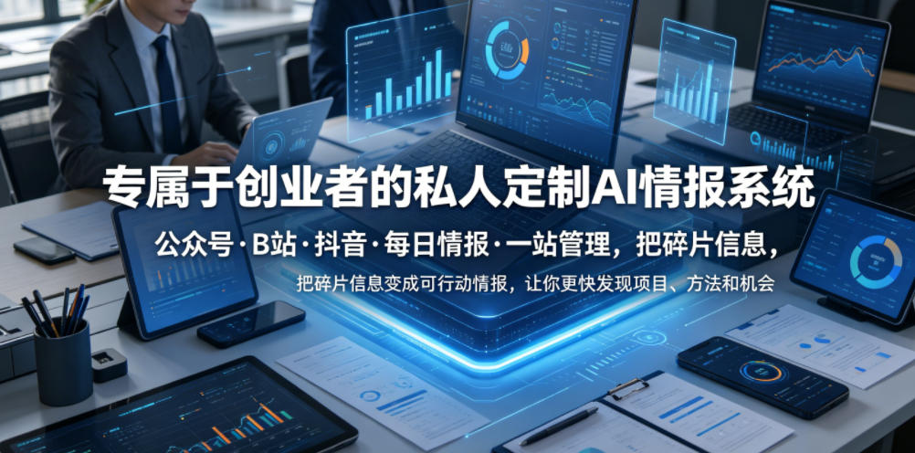 专属于创业者的私人定制AI情报系统,公众号·B站·抖音·每日情报·一站管理,把碎片信息变成可行动情报,让你更快发现项目、方法和机会-百盟网