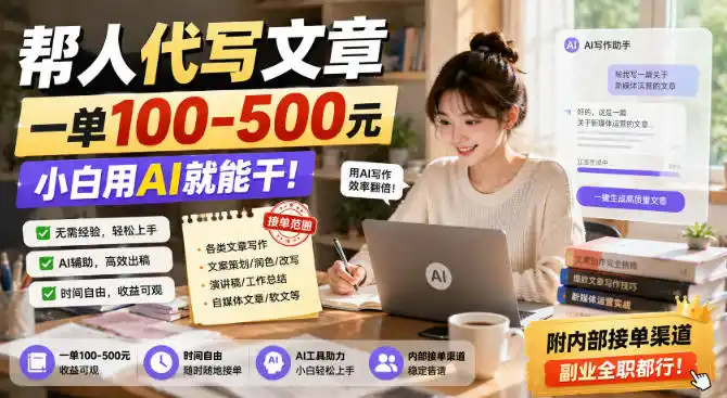 帮人代写文章，一单100-500，小白用AI就能干，附内部接单渠道，副业全职都行【揭秘】-百盟网
