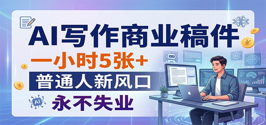 AI写作商业稿件，一小时5张+，普通人新风口，永不失业-百盟网