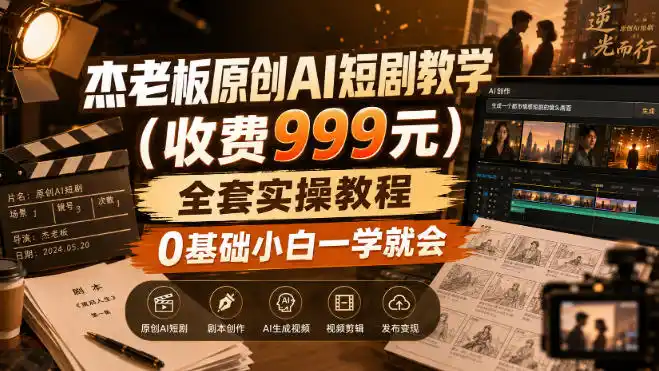 杰老板原创AI短剧教学(收费999元),全套实操教程,0基础小白一学就会,非搬运技术 杰老板原创AI短剧教学(收费999元),全套实操教程,0基础小白一学就会,非搬运技术