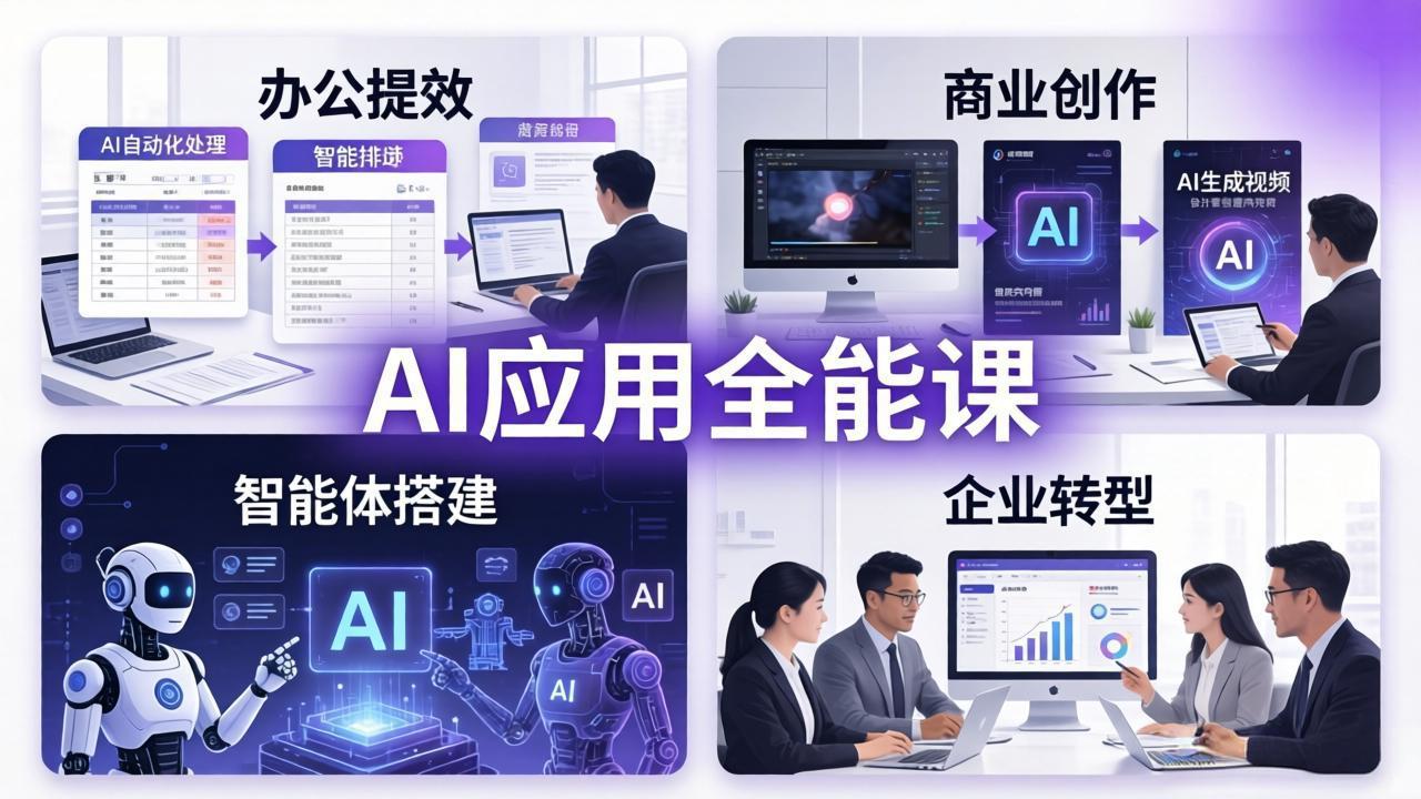 AIGC 应用全能课：办公提效、商业创作、智能体搭建、企业转型，一站式学会AI应用-百盟网