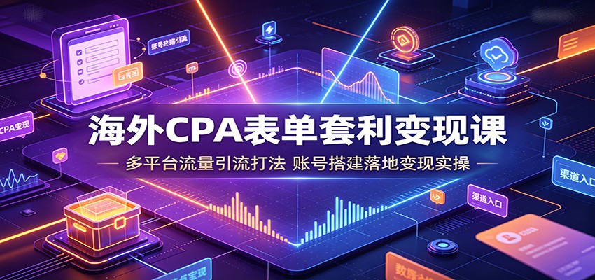 海外CPA表单套利变现课：多平台流量引流打法，账号搭建落地变现实操-百盟网