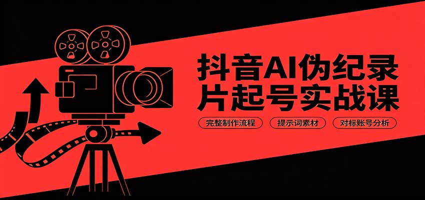 抖音AI伪纪录片起号实战课:完整制作流程,提示词素材,对标账号分析-百盟网