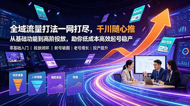 全域流量打法一网打尽，千川随心推从基础功能到高阶投放，助你低成本高效起号稳产-百盟网