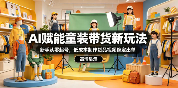 AI赋能童装带货新玩法,新手从零起号,低成本制作货品视频稳定出单-百盟网