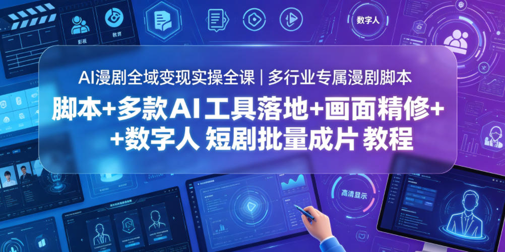 AI漫剧全域变现实操全课｜多行业专属漫剧脚本+多款AI工具落地+画面精修+数字人短剧批量成片全教程-百盟网