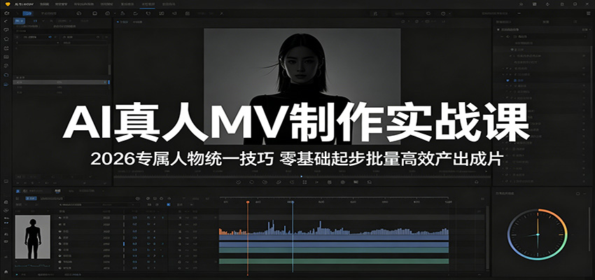 AI真人MV制作实战课：2026专属人物统一技巧，零基础起步批量高效产出成片-百盟网